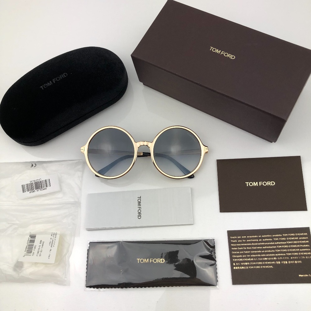 New TOM FORD Ava Round Gold Sunglasses - Picture 2 of 16
